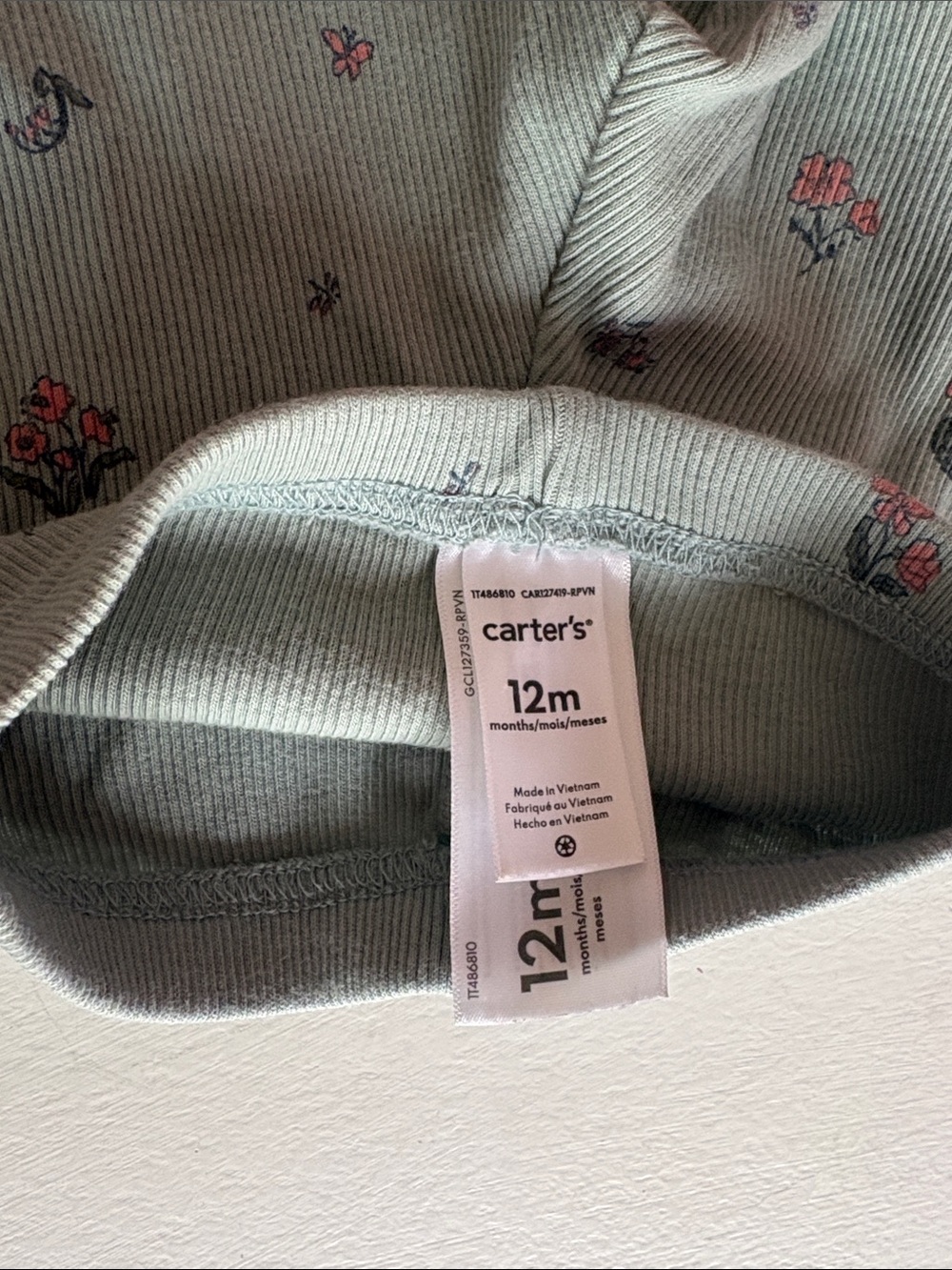 Carter's Sage Green Floral Ruffle Matching Set - Picture 6 of 7
